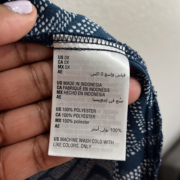 Style & Co Navy Blue White Sleeveless Tank Top Sz 0X (12) Button Down Flowy - Picture 4 of 8